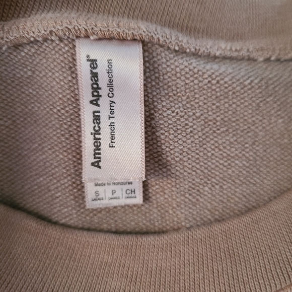 American Apparel Small French Terry Cropped Sweater Brown - Picture 6 of 8